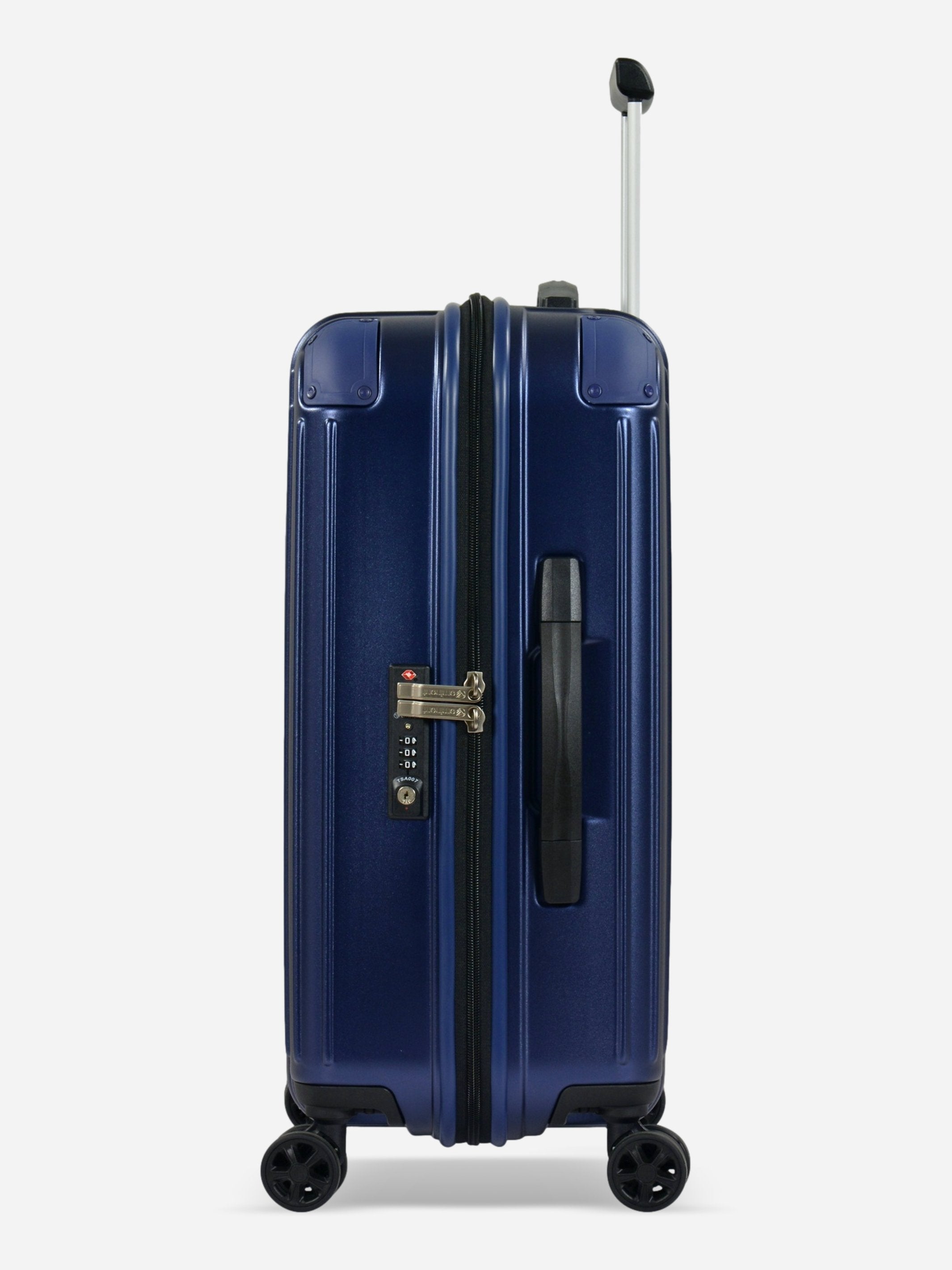 Eminent Move Air Neo Cabin Size Polycarbonate Suitcase Blue Side View with TSA Lock