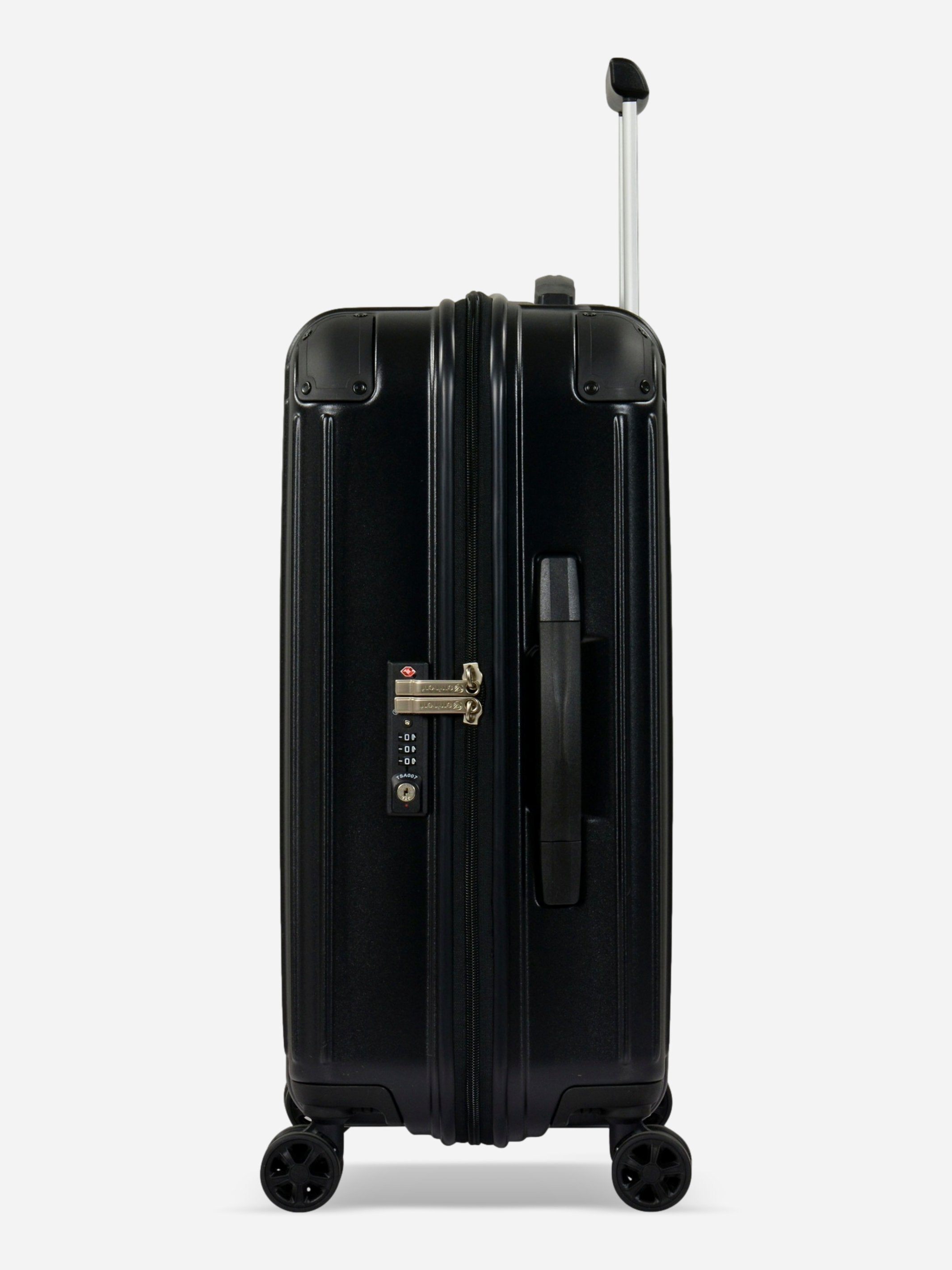 Eminent Move Air Neo Cabin Size Polycarbonate Suitcase Black Side View with TSA Lock