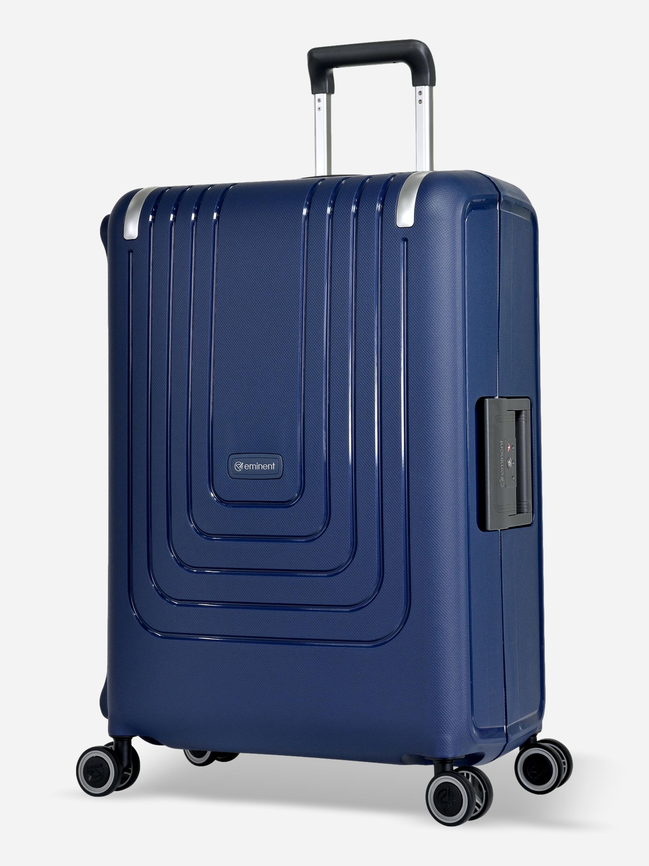 Eminent Vertica Medium Size Polypropylene Suitcase Blue Front Side